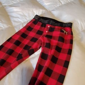Pink buffalo plaid pajama bottoms